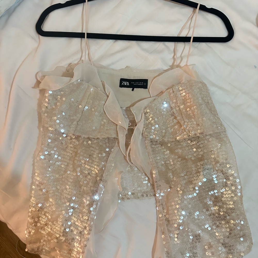 Zara Cream Sequin Camisole